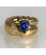 Vintage 14K Yellow Gold Blue Sapphire Diamond Ring - $2,560.00