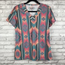Crazy Train T Shirt Top Colorful Southwestern Aztec V Neck Womans New Wi... - $24.14