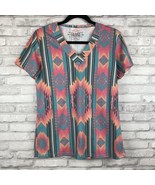 Crazy Train T Shirt Top Colorful Southwestern Aztec V Neck Womans New Wi... - £19.07 GBP