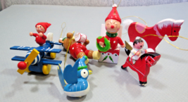 VTG Wooden Christmas Ornament Lot Toy Theme Taiwan - £14.45 GBP