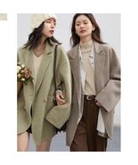 Women Woolen Coats Loose Casual Double Breasted Retro Double-sided Jacke... - $210.99