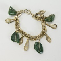 Vintage Caged Stone Gold Tone Link Bracelet Estate Jewelry 7 inch - $305.33 MXN