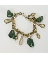 Vintage Caged Stone Gold Tone Link Bracelet Estate Jewelry 7 inch - €14,39 EUR