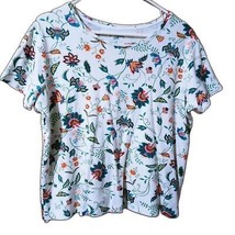 White Stag Floral Tee L T-Shirt Women&#39;s 100% Cotton 12/14 - $7.00