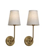 Pathson 2 Vintage Wall Sconces Linen Fabric Shade Bathroom Vanity Lights... - €30,28 EUR