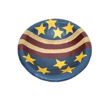 Tender Heart Treasures Americana Clay Pottery Bowl Red Blue Stars Stripes - £11.75 GBP