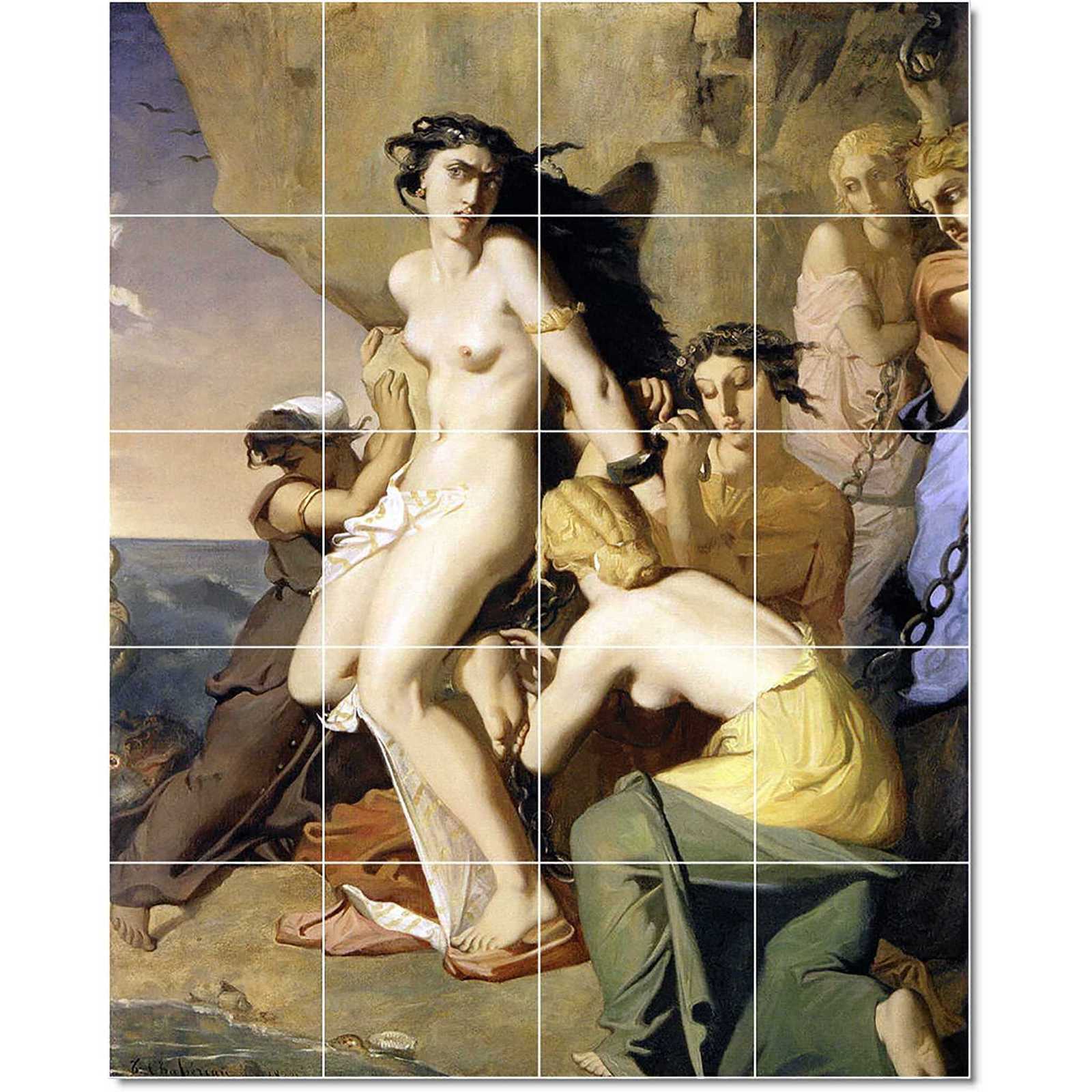 Chasseriau theodore andromeda chained to the rock by the nereids
