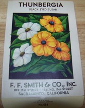  Vintage 1920s Seed packet 4 framing Thunbergia susan F F Smith co Sacra... - $10.00
