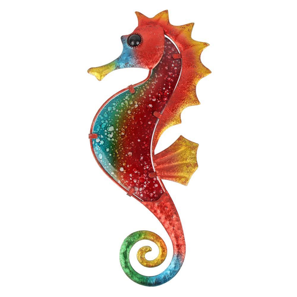 Handmade Home Decor Metal Red Seahorse for Garden Sculpture Decoration Outdoor M