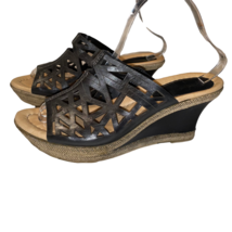 Earth Black Wedge Sandals Shoes 8.5M Comfortable High Heel Mules Natural - £21.10 GBP