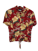 Donna Morgan Tropi-Floral Asian Vintage Linen Blend Top Blouse Tweed Detail 8 - £23.19 GBP