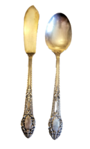 Set 2 Scalloped Spoon Butter Knife 1938 Rogers Oneida Rendezvous Old South - £7.61 GBP