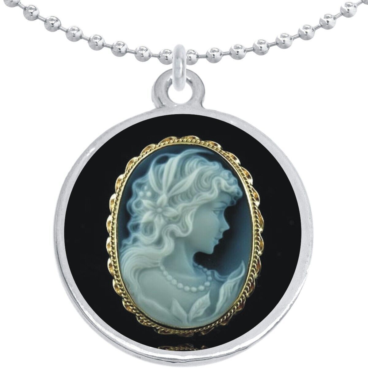 Primary image for Black and White Cameo Round Pendant Necklace Beautiful Fashion Jewelry
