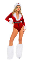Roma Joyful Santa Red Velvet Bodysuit w/ White Faux Fur Costume C205 - £57.73 GBP
