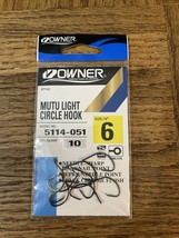 Owner 5114-051 Mutu Light Circle Size 6 Hooks-1pk of 10-Brand New-SHIP 2... - £9.45 GBP