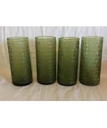 Vintage Green Etched Glass Tumblers Water Tea Glasses - (4) 6” Tall EUC - £19.97 GBP