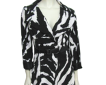 Black &amp; White Zebra Jacket M Belted Wrapper 3/4 Sleeve Animal Print Blaz... - $14.80