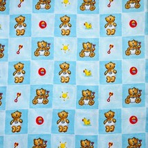 Baby Bear Squares Flannel Fabric in Blues by Joann 100% Cotton 1 Yard - £7.98 GBP