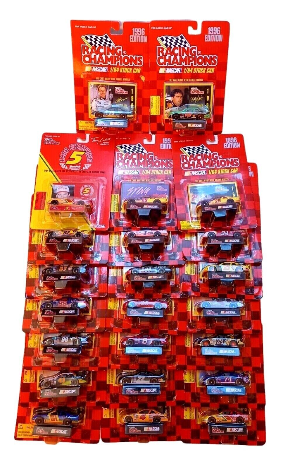 Lot of 23 Racing Champion 1996 Edition NASCAR Stock Cars NIP New Sealed on Card - $39.55