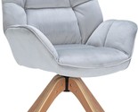 Fabric Accent Chair, Modern Cozy Vanity Chair With Wood Legs, Upholstere... - $296.99