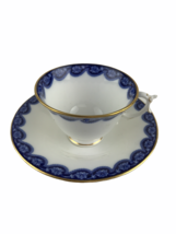 Royal Worcester Bone China Cup &amp; Saucer Cobalt Flow Blue Antique 1903 42... - $37.01