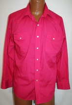 Malco Modes Hot Pink Western Pearl Snap Button Shirt Cowboy Rockabilly 16 / 33 - £34.91 GBP