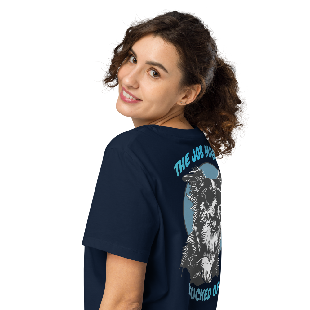 Women’s Organic Ribbed Neck T-Shirt – Job Back Print (French Navy) Item image 7
