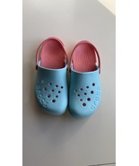 CROCS Blue and Pink Clogs, j2 - $33.95 CAD