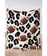 White Leopard &amp; Rugby Football Print Flannel Blanket - $497.89 MXN