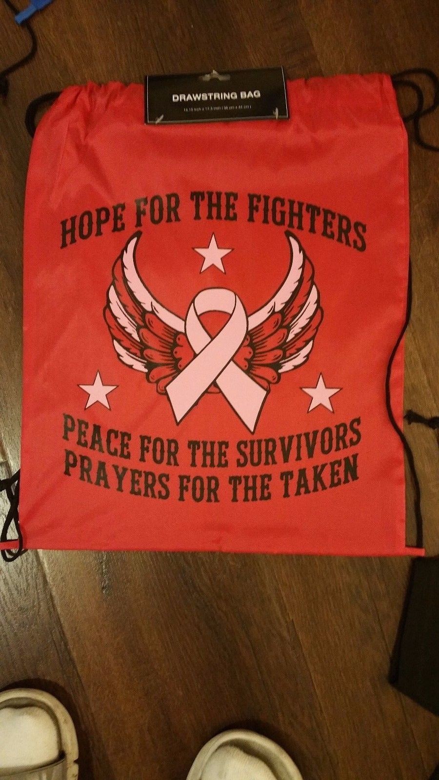 Breast Cancer Awareness Backpack red nylon backpack travel shoulder draw... - $6.86