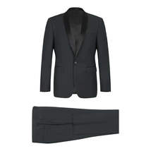Men Renoir Tuxedo One Button Shawl Satin Lapel Formal Slim Fit 201-1 Black image 7