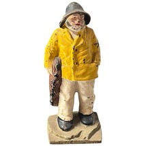 Antique Vintage Old Salt Fisherman With Net Cast Iron Doorstop Figurine ... - $95.00