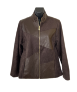 Belle by Kim Gravel Women&#39;s Size S Faux Leather &amp; Faux Suede Brown Jacket - $51.60 CAD