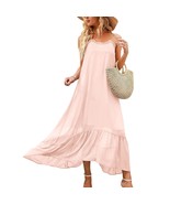 Women&#39;S Summer Casual Sleeveless V Neck Strappy Loose Dress Beach Cover ... - £58.14 GBP