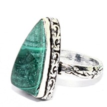 Solid 925 Silver Natural Malachite Gemstone Handmade Ring Jewelry Size 7 - $6.79