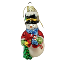 Vintage LAO Mai Blown Glass Multicolor Snowman Christmas Ornament 4&quot; - £9.90 GBP