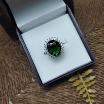 Bollywood Style CZ Silver Plated Indian Engagement Emerald Ring Jewelry Set - £15.22 GBP