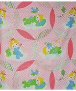 Vintage 1970s Pastel Baby Nursery Cotton Cheater Quilt Fabric Pastels 55... - $49.52 CAD