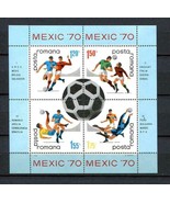 Romania 1970 Souvenir Sheet Mi Block 75 Mexico Soccer(Football) games MN... - $2.97