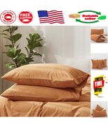 Breathable Queen Pillow Shams - Set of 2, Solid Burnt Orange for Cozy Sleep - $39.59