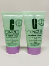 2x Clinique All About Clean Liquid Facial Soap MILD Formula 1oz Each Tra... - $9.24