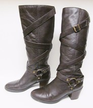 Ralph Lauren Boots Harness Belts Riding Fashion Pull on Brown Women&#39;s 6.5 M - $68.95