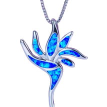 AYF Blue Opal Torch Pendant &amp; Sterling 925 Silver Chain - £51.87 GBP