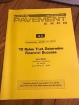 National Pavement Expo A-5 10 Rules That Determine Financial Success Shi... - £34.18 GBP