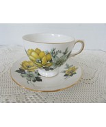 Queen Anne England Bone China Teacup &amp; Saucer g37-7 Yellow &amp; Green Flowers - $25.73 CAD