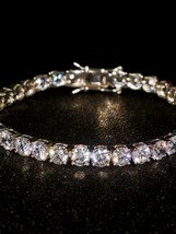 925 Sterling Silver Tennis Bracelet Women Super Sparkling Diamonds Luxury Jewelr - £71.85 GBP