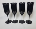 4 Royal Prestige Crystal Malta Pattern All Black Champagne Flute 8 1/4&quot; ... - £30.28 GBP