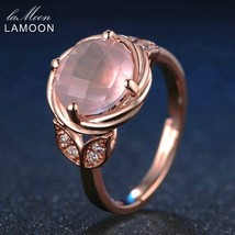Flower 9mm 100% Natural Round Pink Rose Quartz Ring 925 Sterling Silver Jewelry  - £25.79 GBP