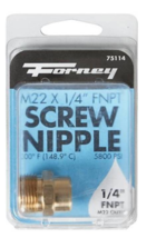 Screw Nipple, M22 x 1/4&#39;&#39; in Connection, Male x FNPT - Forney 75114 - $0.99