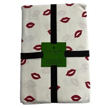 Kate Spade Tablecloth White Cotton Red Lips Kiss Oblong 60&quot;x84&quot; - $24.76